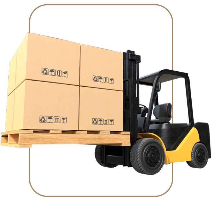 Forklift in warehouse